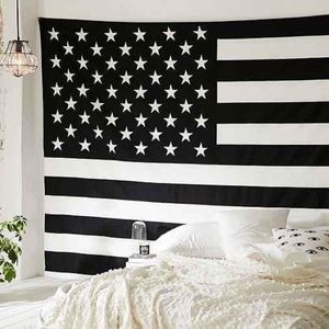 UO Black and White American Flag Tapestry